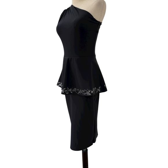 Chairs Boni Dress Black Cocktail Peplum Italy LBD Glam - Picture 4 of 9